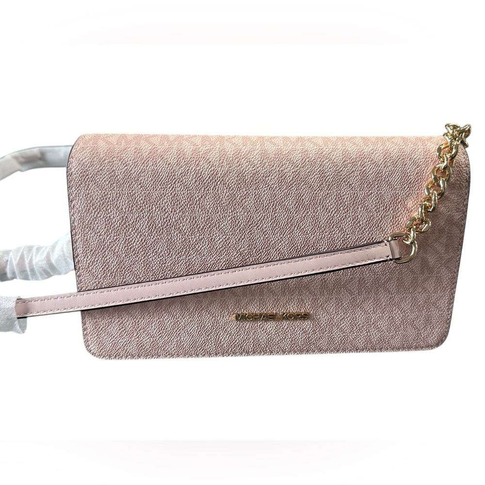 Michael Kors Jet Set Medium Signature Logo Crossbody Bag Powder Blush 35F5GTVC - Picture 3 of 11